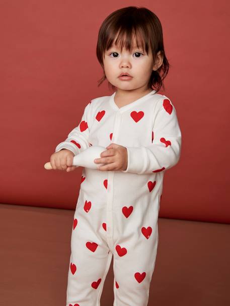 Dors-bien coeurs bébé en coton bio blanc imprimer coeur 2 - vertbaudet enfant 