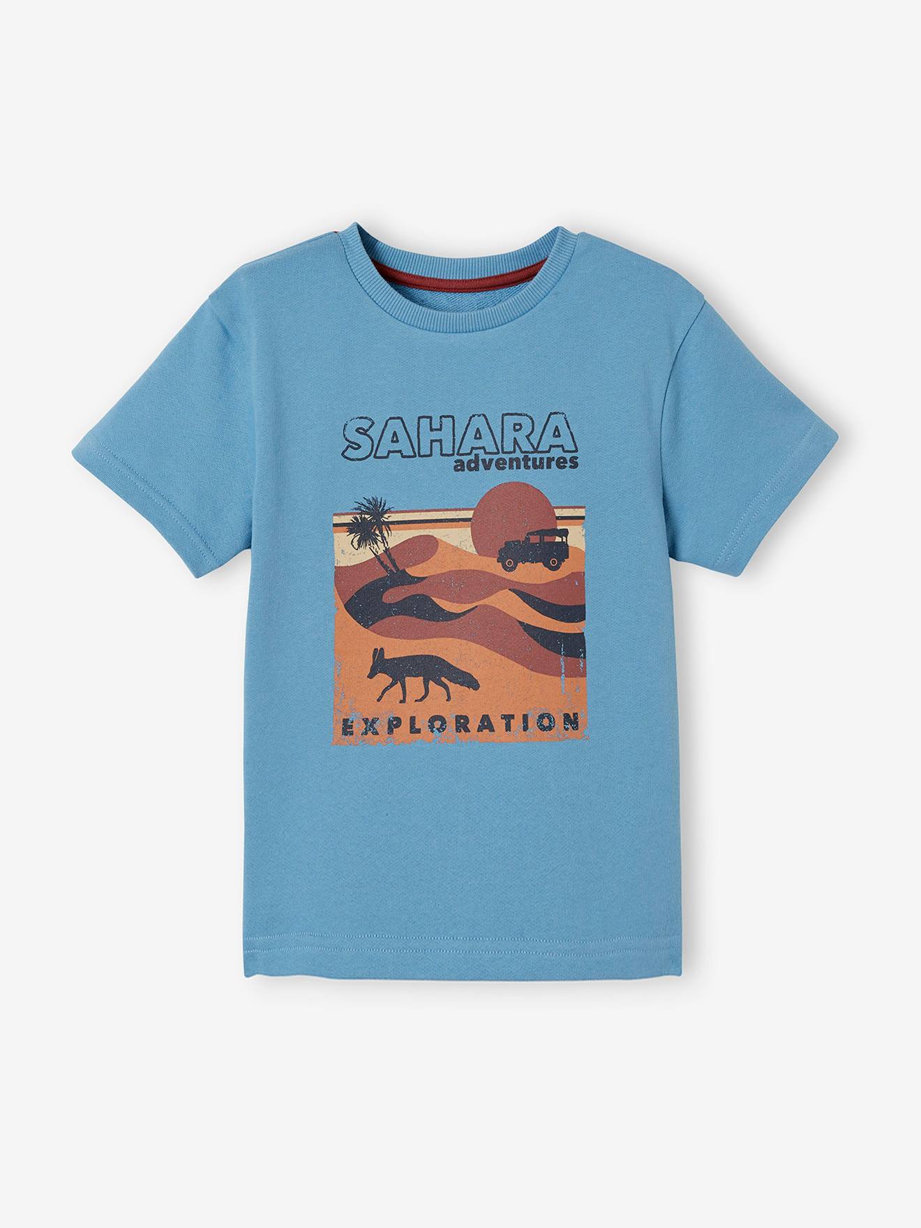 Tee-shirt motif sahara garçon manches courtes bleu clair