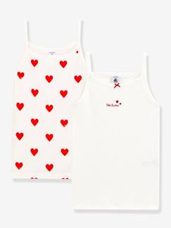 Fille-Sous-vêtement-T-shirt-Lot de 2 Chemises à bretelles Coeur petite fille en coton - PETIT BATEAU