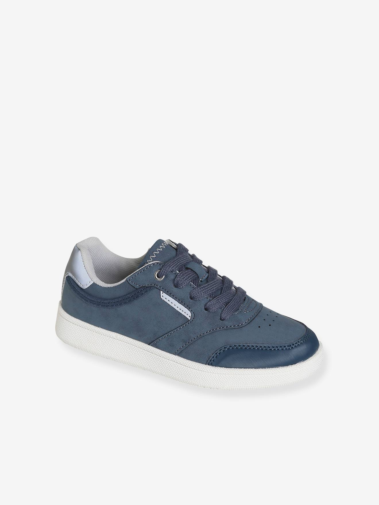 Baskets garçon lacées et zippées bleu jean