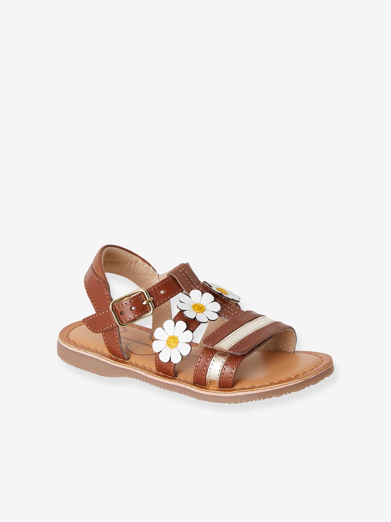 Sandales cuir fille collection maternelle camel