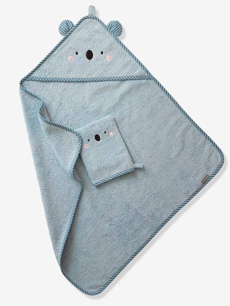 Cape de bain à capuche brodée animaux blanc+bleu+rose 5 - vertbaudet enfant 
