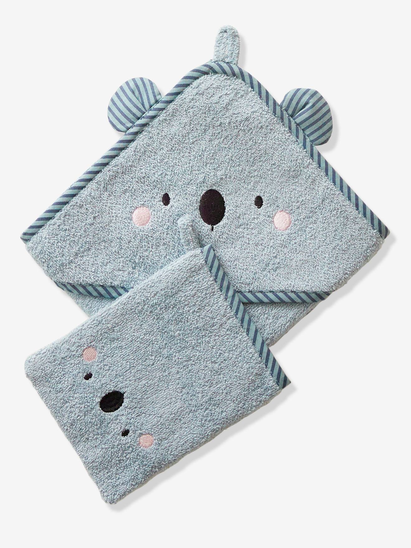 Cape de bain capuche brode animaux bleu 14 €
