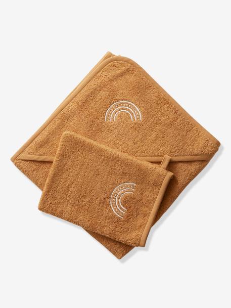 Cape de bain personnalisable et gant de toilette blanc+bleu moyen+framboise+ocre+rose poudré+vert bleuté+vert céladon 24 - vertbaudet enfant 