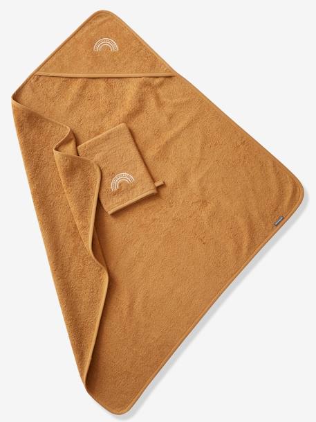 Cape de bain personnalisable et gant de toilette blanc+bleu moyen+framboise+ocre+rose poudré+vert bleuté+vert céladon 21 - vertbaudet enfant 