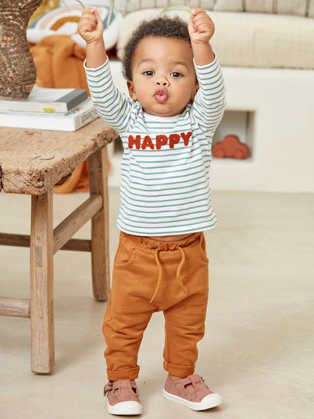 T-shirt bébé garçon message Oeko-Tex® bordeaux rayé+encre rayé+sauge rayé 10 - vertbaudet enfant 