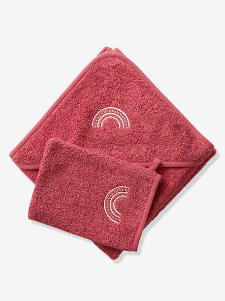 Cape de bain personnalisable et gant de toilette blanc+bleu moyen+framboise+ocre+rose poudré+vert bleuté+vert céladon 18 - vertbaudet enfant 