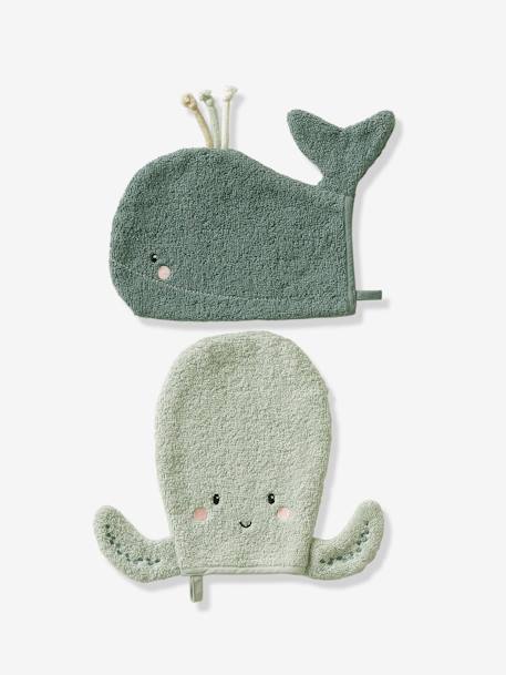 Bébé-Lot de 2 gants de toilette Animorigolo