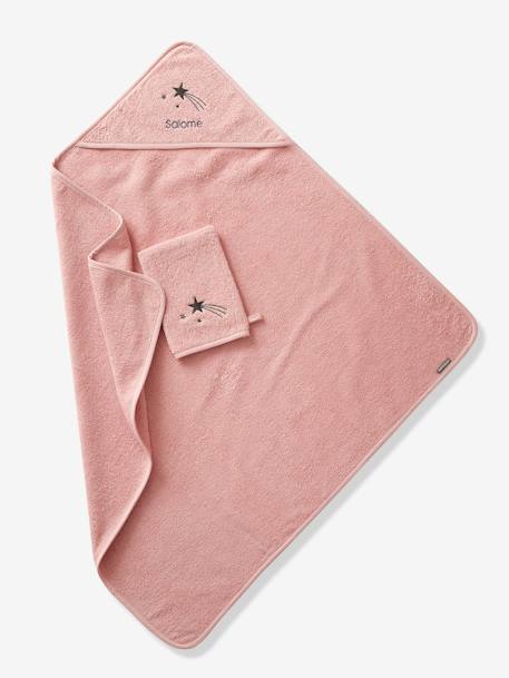 Cape de bain personnalisable et gant de toilette blanc+bleu moyen+framboise+ocre+rose poudré+vert bleuté+vert céladon 28 - vertbaudet enfant 