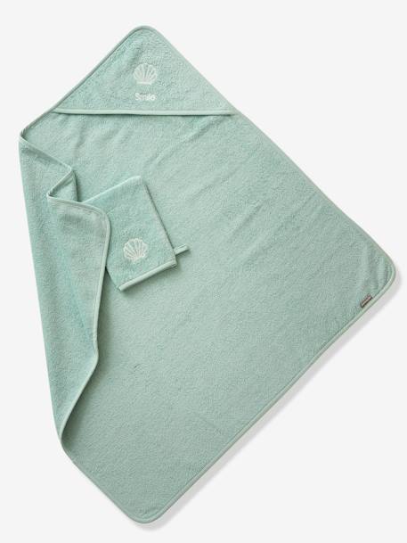 Cape de bain personnalisable et gant de toilette blanc+bleu moyen+framboise+ocre+rose poudré+vert bleuté+vert céladon 41 - vertbaudet enfant 