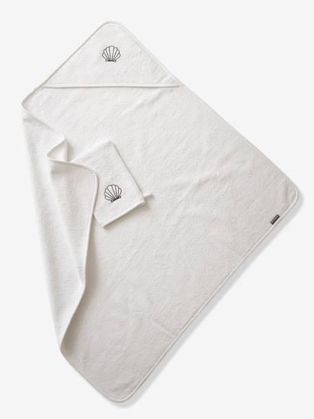 Cape de bain personnalisable et gant de toilette blanc+bleu moyen+framboise+ocre+rose poudré+vert bleuté+vert céladon 3 - vertbaudet enfant 