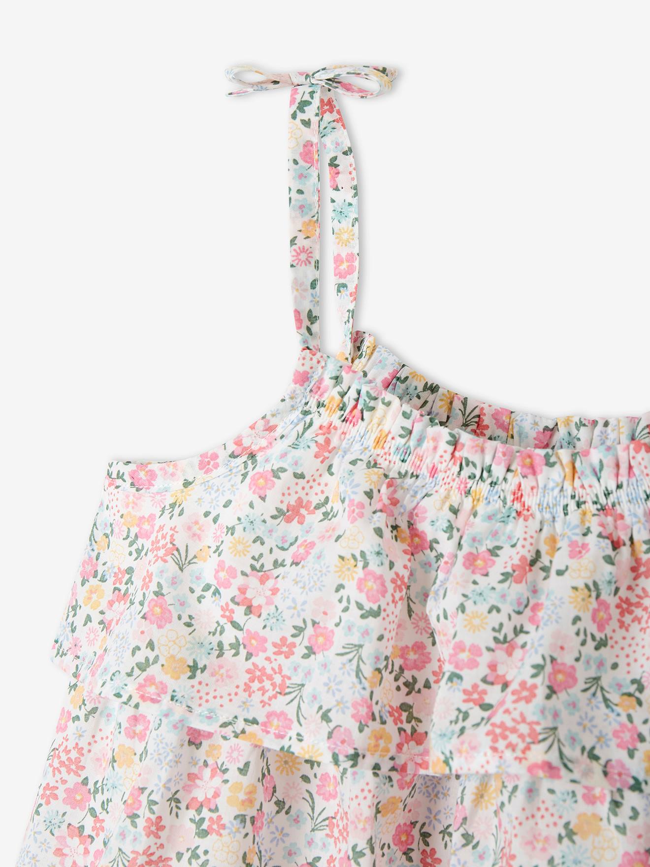 Chemise de nuit à manches longues en flanelle à volants motif canne à