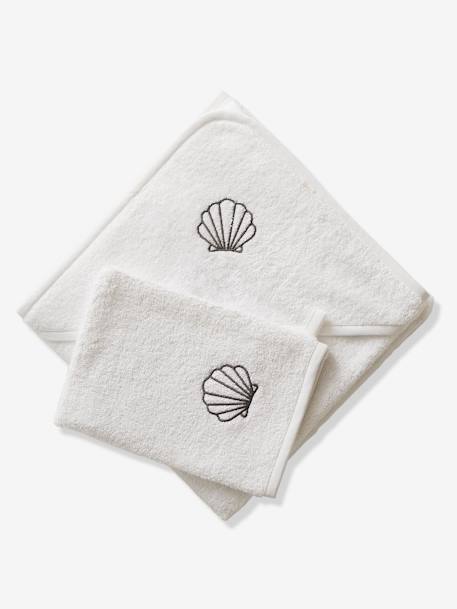 Cape de bain personnalisable et gant de toilette blanc+bleu moyen+framboise+ocre+rose poudré+vert bleuté+vert céladon 6 - vertbaudet enfant 