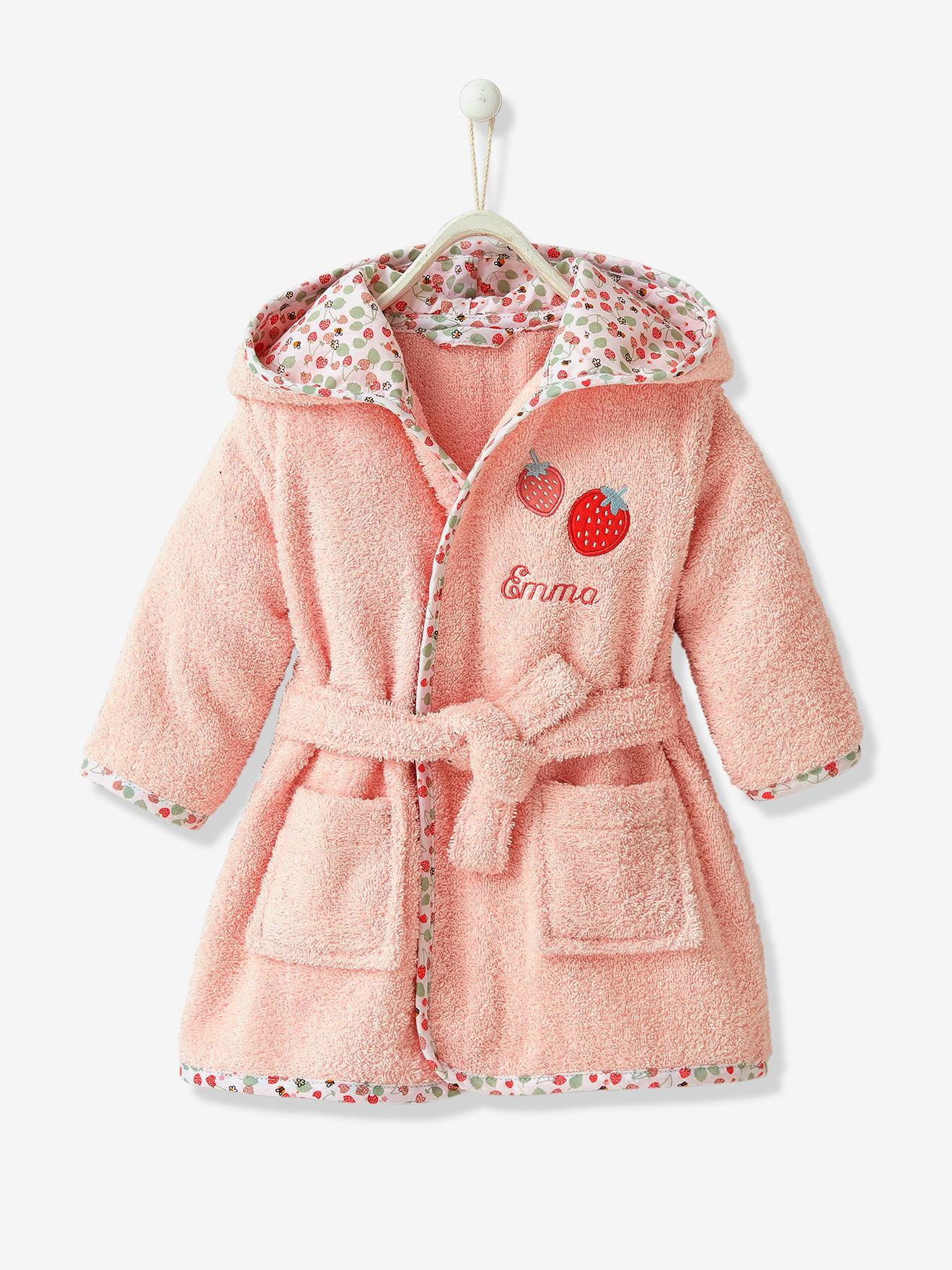 Peignoir de bain bébé personnalisable JARDIN DES ABEILLES rose (Vertbaudet) - Image 2
