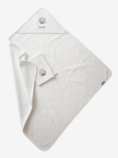 Cape de bain personnalisable et gant de toilette blanc+bleu moyen+framboise+ocre+rose poudré+vert bleuté+vert céladon 4 - vertbaudet enfant 
