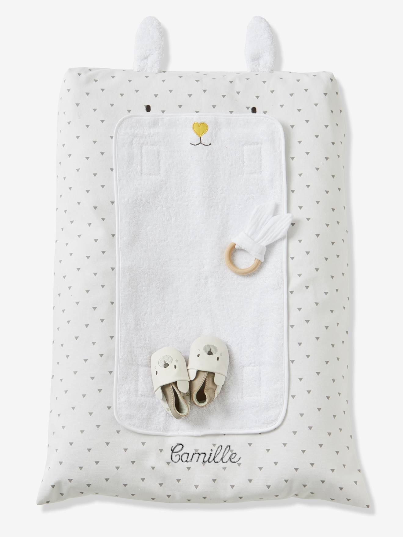 Housse matelas à langer personnalisable Lapin blanc imprimé