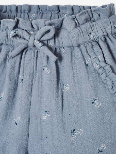 Pantacourt en gaze de coton fille bleu+blush+écru 6 - vertbaudet enfant 