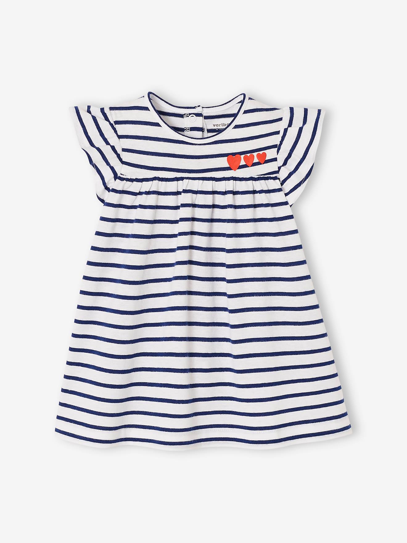 Robe bébé en jersey BASICS bleu royal rayé