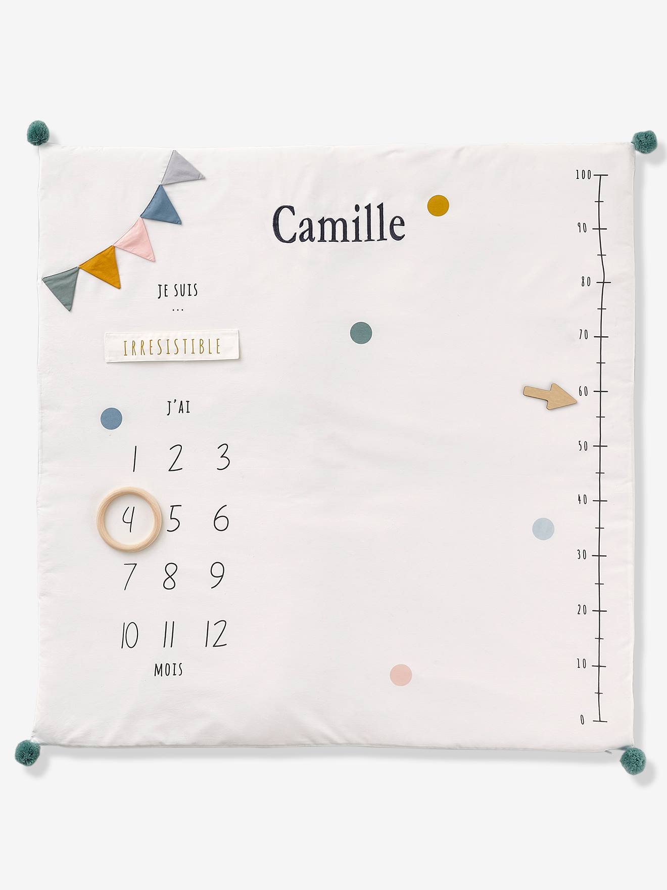 Tapis photo bébé personnalisable écru / vert (Vertbaudet) - Image 2