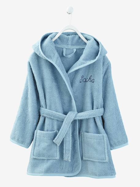 Peignoir de bain enfant uni à capuche, personnalisable bleu clair+bleu denim+marine+parme+Rose corail+vert bleuté+vert foncé+Vieux rose 1 - vertbaudet enfant 