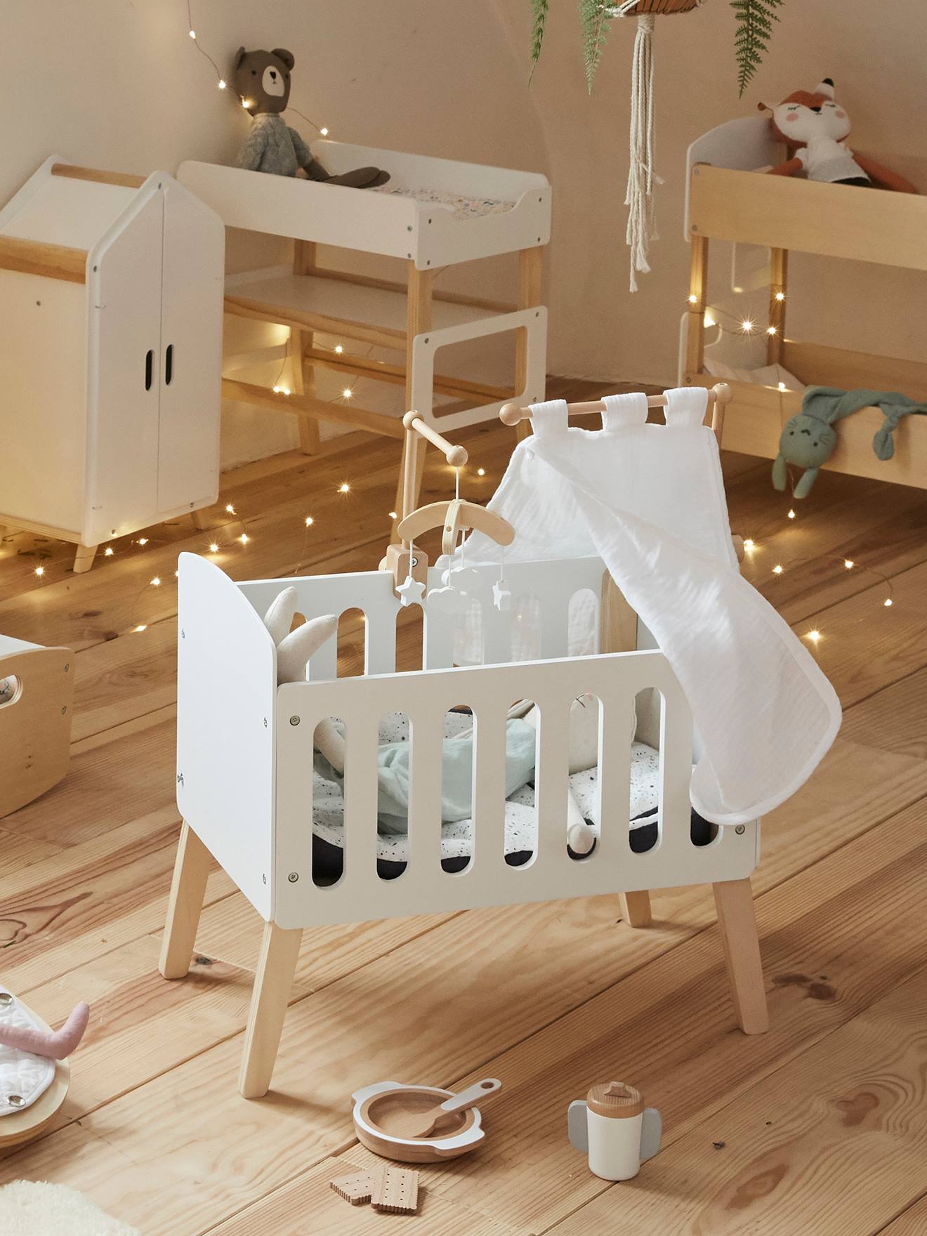 Lit poupon sur pieds en bois FSC® blanc