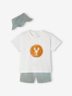 Bébé-Short-Ensemble bébé T-shirt, short et bob