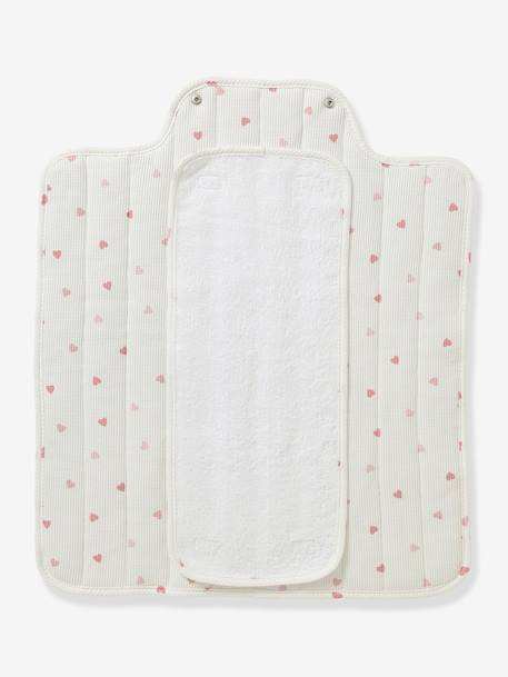 Vertbaudet - Tapis à langer de voyage en nid d'abeille imprimé coeurs