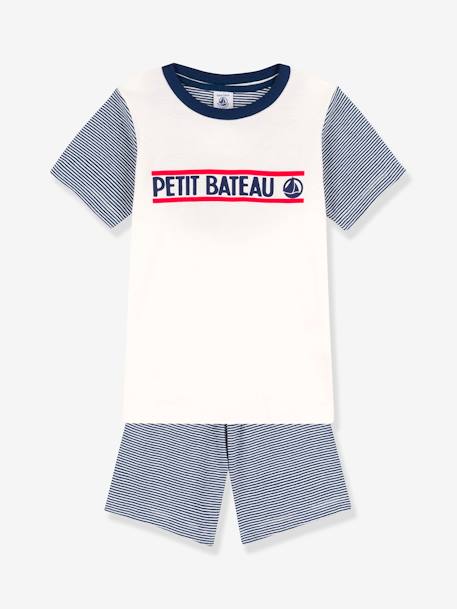 Lot De 2 Pyjamas Shorts Garçon Vertbaudet - Motif Baleines, Coton, Tailles 2 Ans, Coloris Moutarde Et Bleu