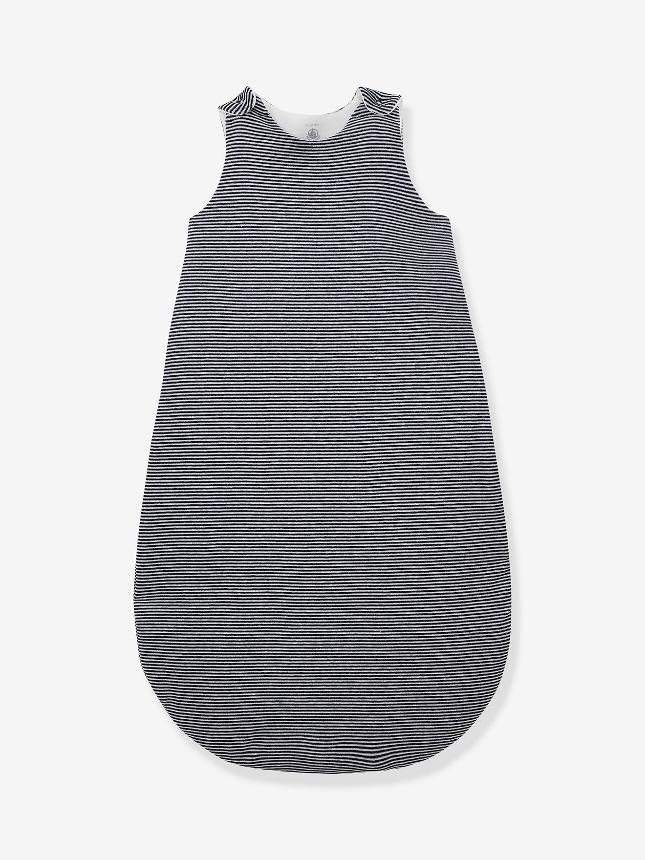 Gigoteuse bébé en velours rayé sans manches PETIT BATEAU marine raye blanc