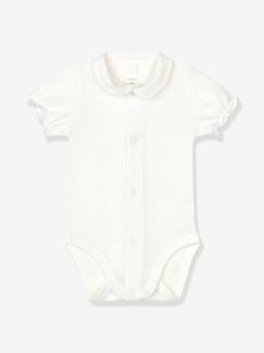 Body Manches Courtes Bebe A Collerette En Coton Petit Bateau Blanc Petit Bateau