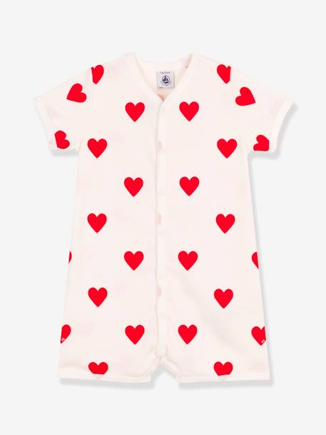 Combinaison Courte Coeur Bebe En Coton Bio Petit Bateau Blanc Imprimer Coeur Petit Bateau