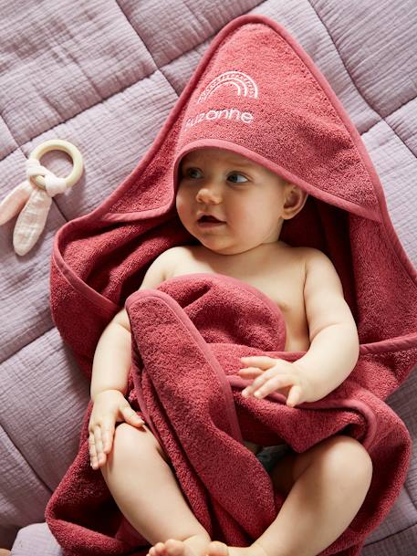 Cape de bain personnalisable + gant de toilette blanc+bleu moyen+framboise+marine+ocre+rose poudré+vert bleuté 13 - vertbaudet enfant 