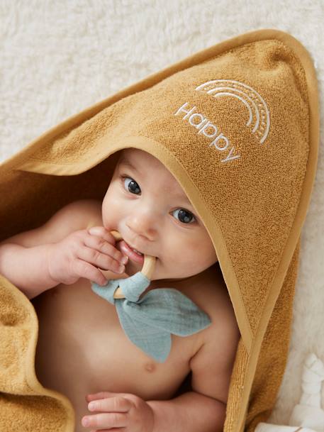 Cape de bain personnalisable et gant de toilette blanc+bleu moyen+framboise+ocre+rose poudré+vert bleuté+vert céladon 19 - vertbaudet enfant 