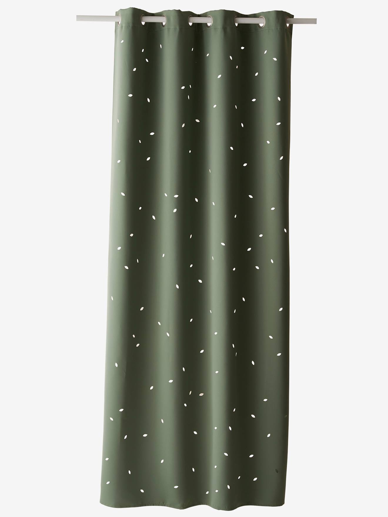 Rideau à œillets occultant et motifs perforés vert / amandes