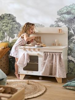 Jouet-Cuisine en bois FSC® équipée avec rideau