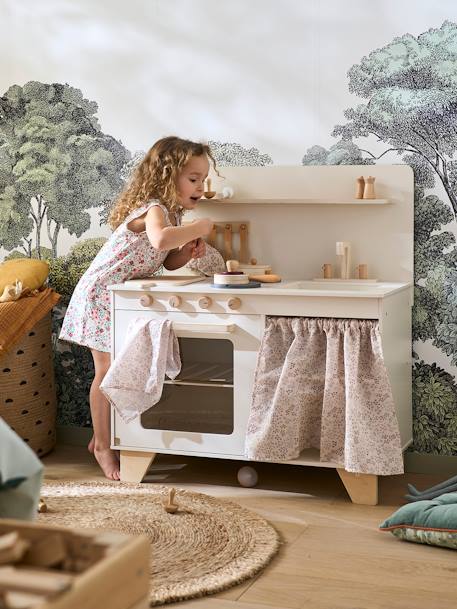 Vertbaudet - Cuisine en bois FSC® équipée avec rideau multicolore