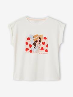 Fille-T-shirt motif girly avec noeud en relief fille