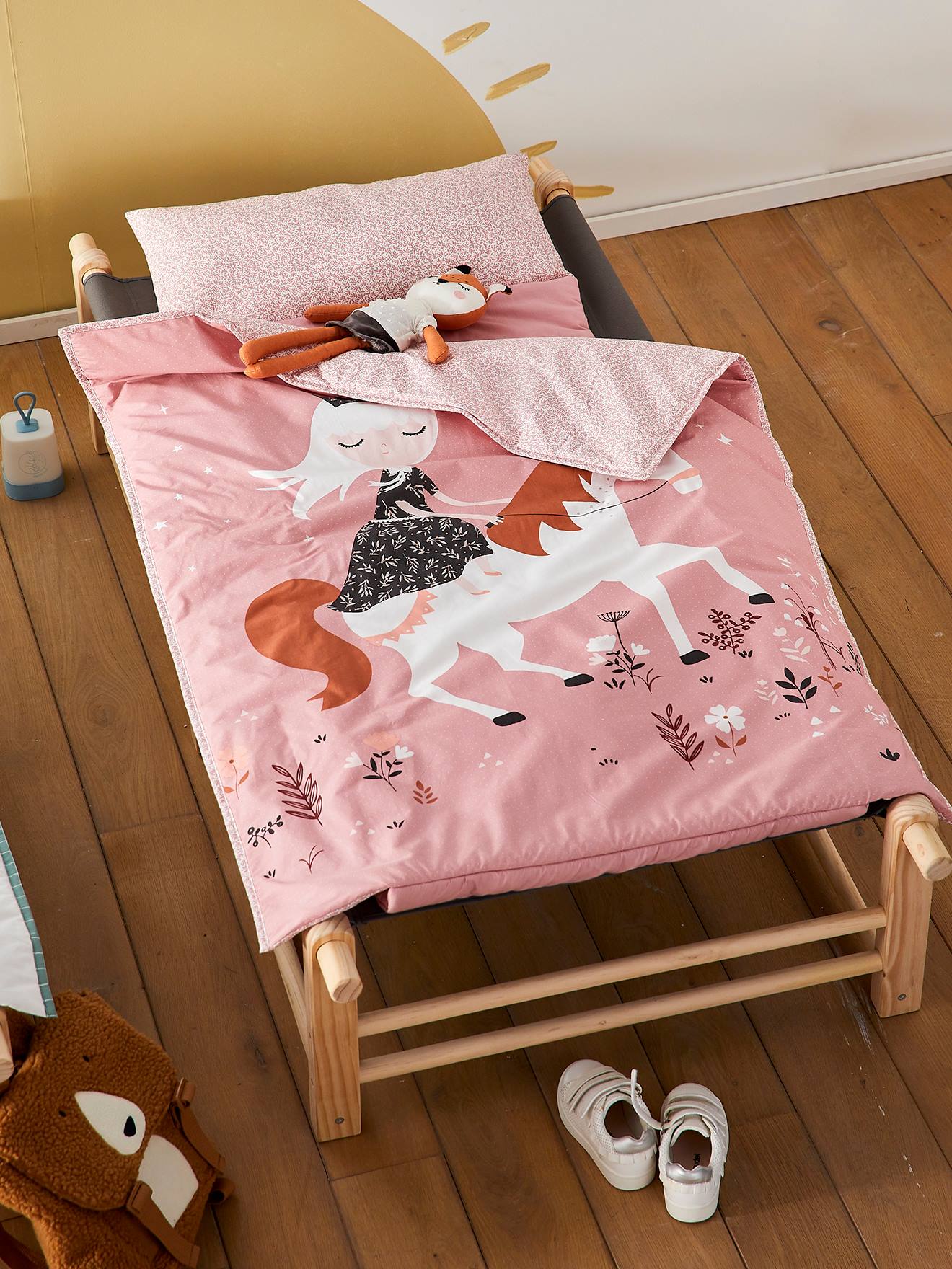 Couchage de sieste maternelle personnalisable MINILI PRINCESSE NATURE rose