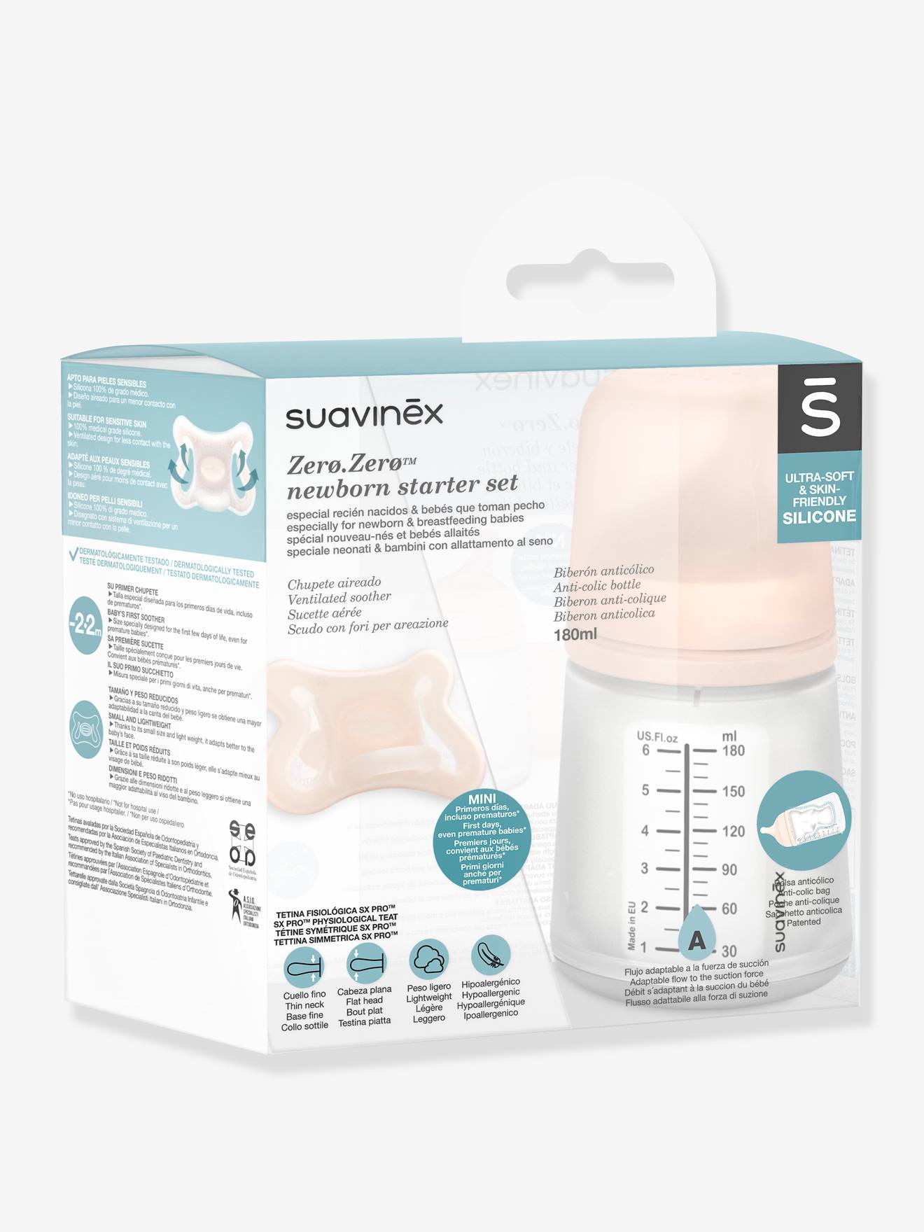 Suavinex Sucette Physiologique Silicone Sx Pro ZERØ.ZERØ pour bébés 6-18  mois (M)