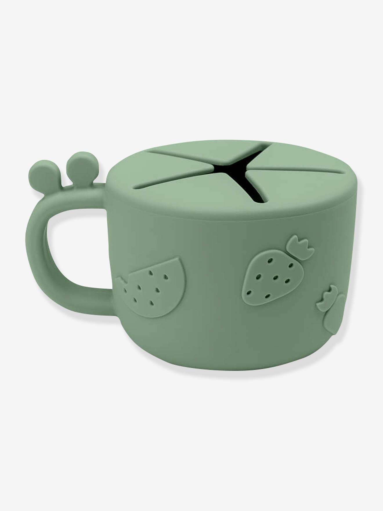 Tasse à goûter DONE BY DEER Peekaboo Raffi en silicone vert