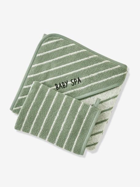 Vertbaudet Cape De Bain + Gant Biche Oeko-Tex® - 80x80 Cm - Vert - Douceur Absolue Pour Bébé