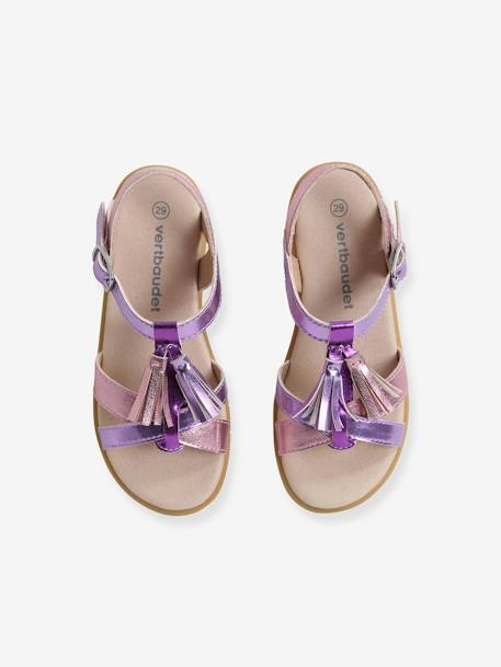 Sandales fantaisie pompons fille rose+violet 14 - vertbaudet enfant 
