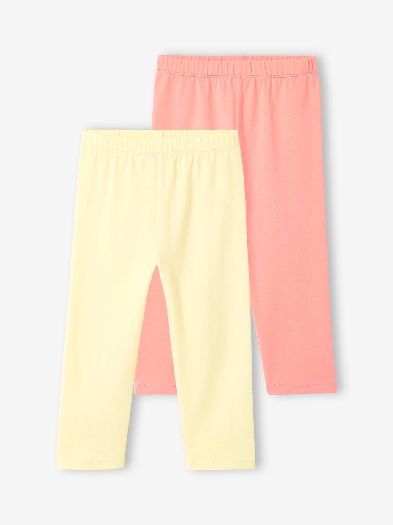 Lot de 2 leggings Basics fille mi-mollets lot corail