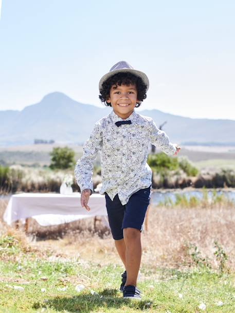 Bermuda garçon cérémonie en coton/lin beige+beige clair+bleu+marine foncé+vert sauge 21 - vertbaudet enfant 