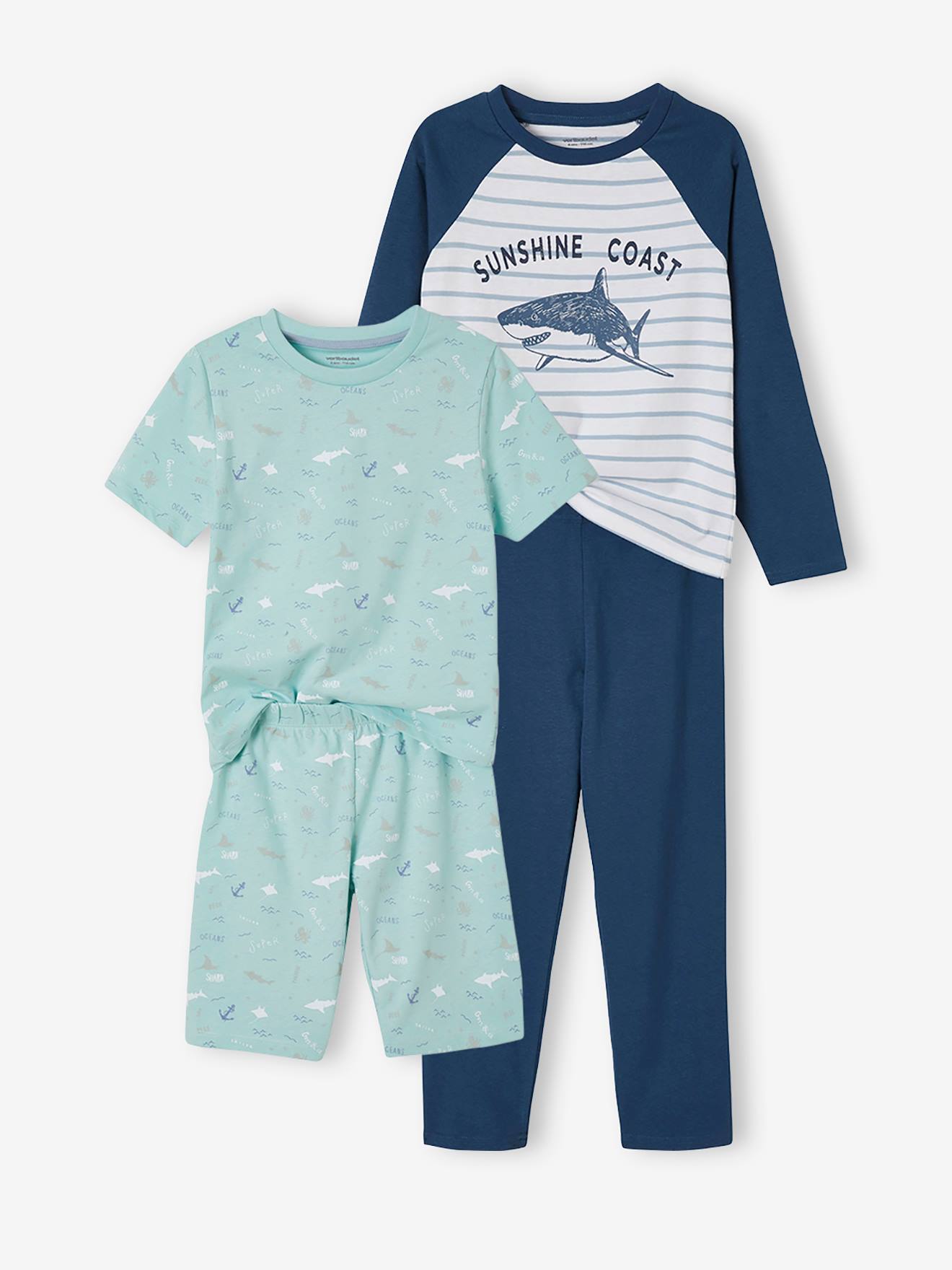 Lot pyjama + pyjashort océan garçon lot bleu