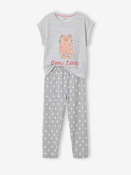 T-shirt + short + pantalon pyjama fille Oeko Tex® Lot blanc rayé 3 - vertbaudet enfant 