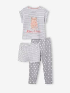 Fille-Pyjama, surpyjama-T-shirt + short + pantalon pyjama fille Oeko Tex®