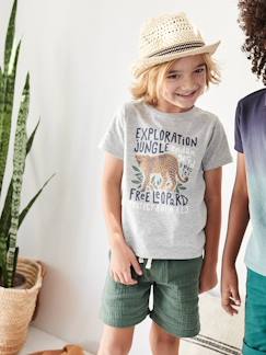 Garçon-Short-Ensemble tee-shirt léopard et bermuda en gaze de coton garçon