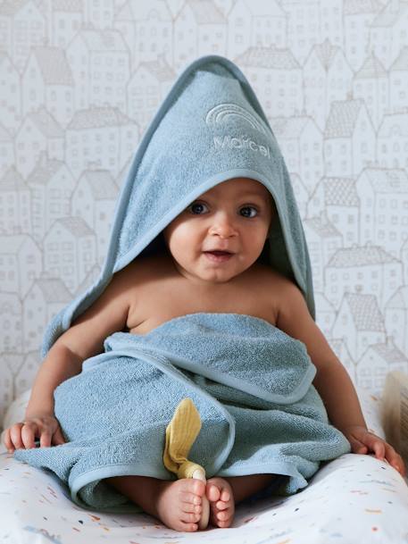 Cape de bain personnalisable et gant de toilette blanc+bleu moyen+framboise+ocre+rose poudré+vert bleuté+vert céladon 7 - vertbaudet enfant 