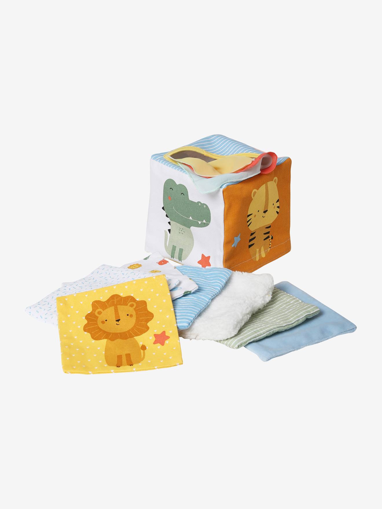 Boîte à mouchoirs sensoriels en tissu multicolor